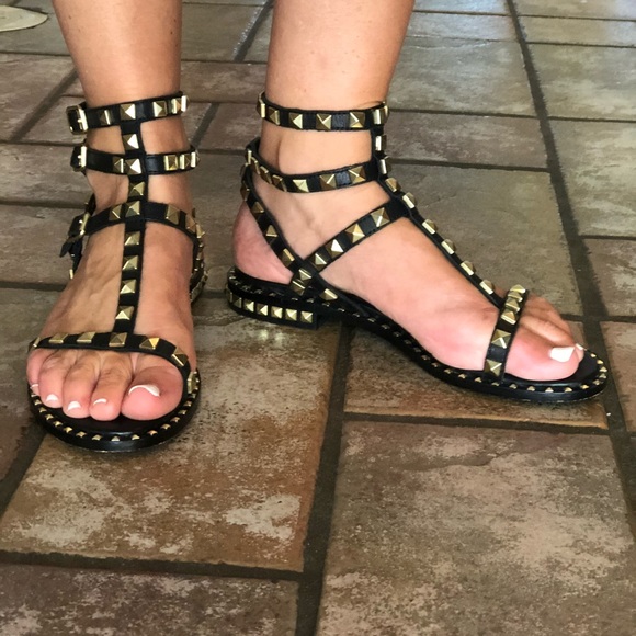 ash gold studded sandals
